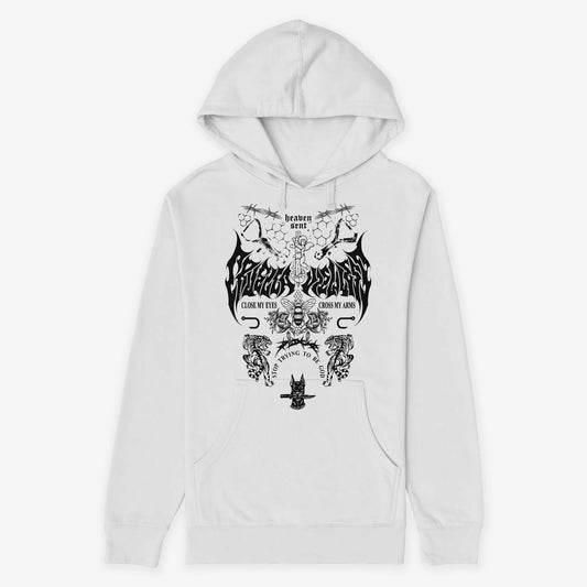 CRUELLA X VIEWLESS INKED HOODED SWEATSHIRT (WHITE)